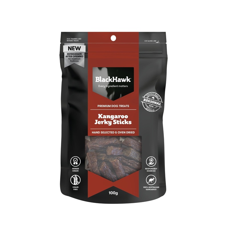 Black Hawk Dog Treats Kangaroo Sticks 100g