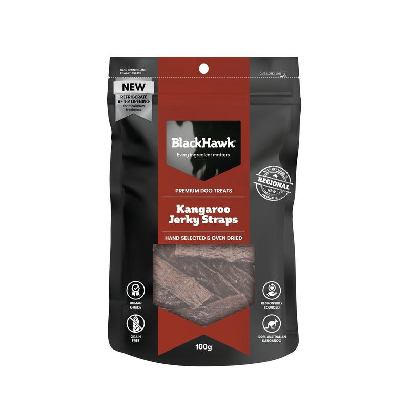 Black Hawk Dog Treats Kangaroo Straps 100g