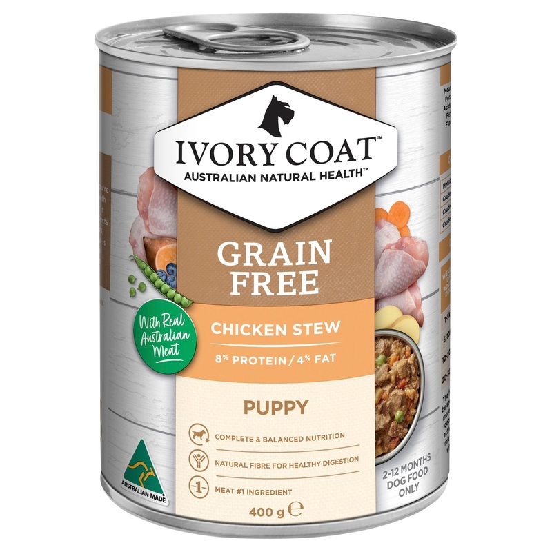 Ivory Coat Grain Free Wet Puppy Food Chicken Stew 12x400g