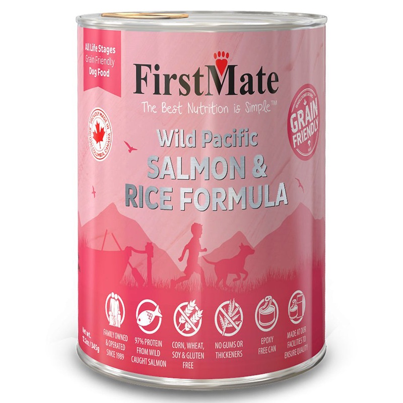 FirstMate Grain Friendly Wet Dog Food - Wild Pacific Salmon & Rice - 12.2oz Can