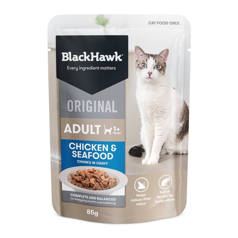 Black Hawk Wet Cat Food Adult Chicken and Seafood 85g