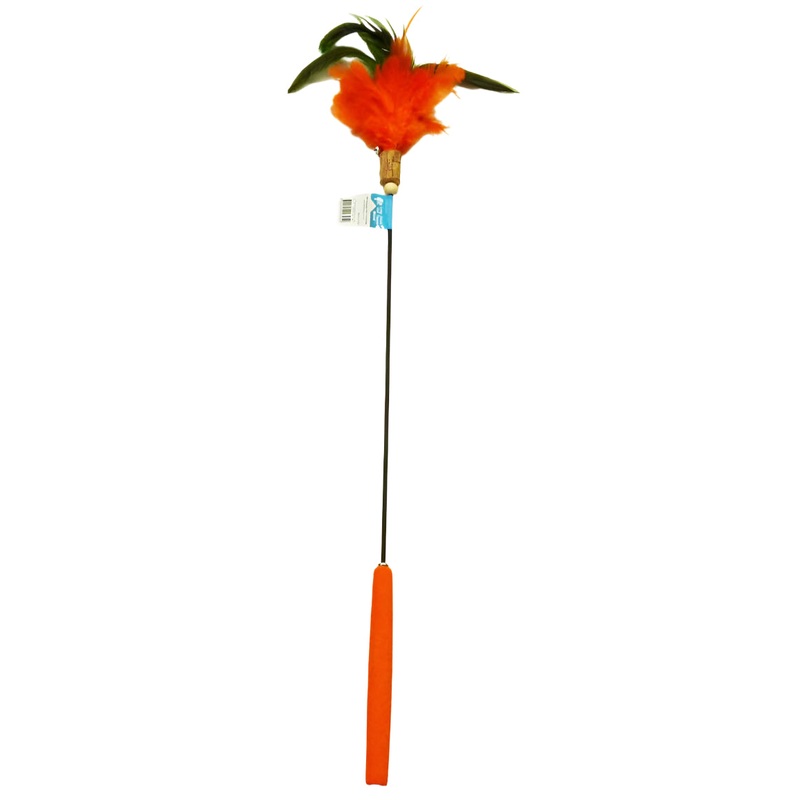 Cat Teaser Wand Long Stick 67cm K9 Orange