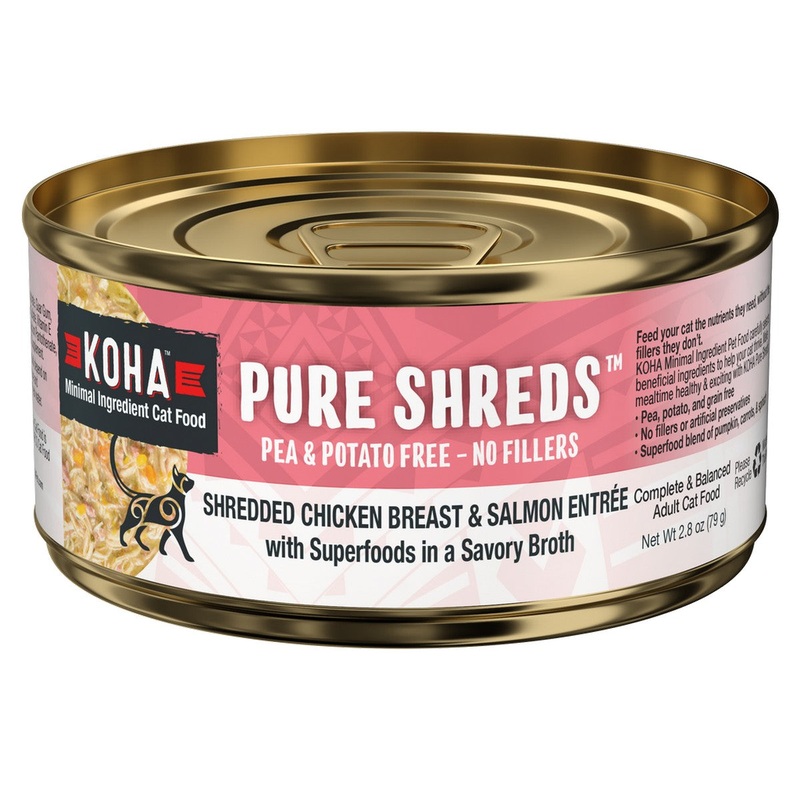 Koha Pure Shreds Wet Cat Food - Shredded Chicken & Salmon - 2.8oz Can