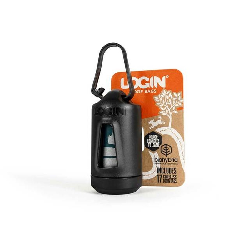 LOGIN Poop Bag Holder with Coreless Bags Black