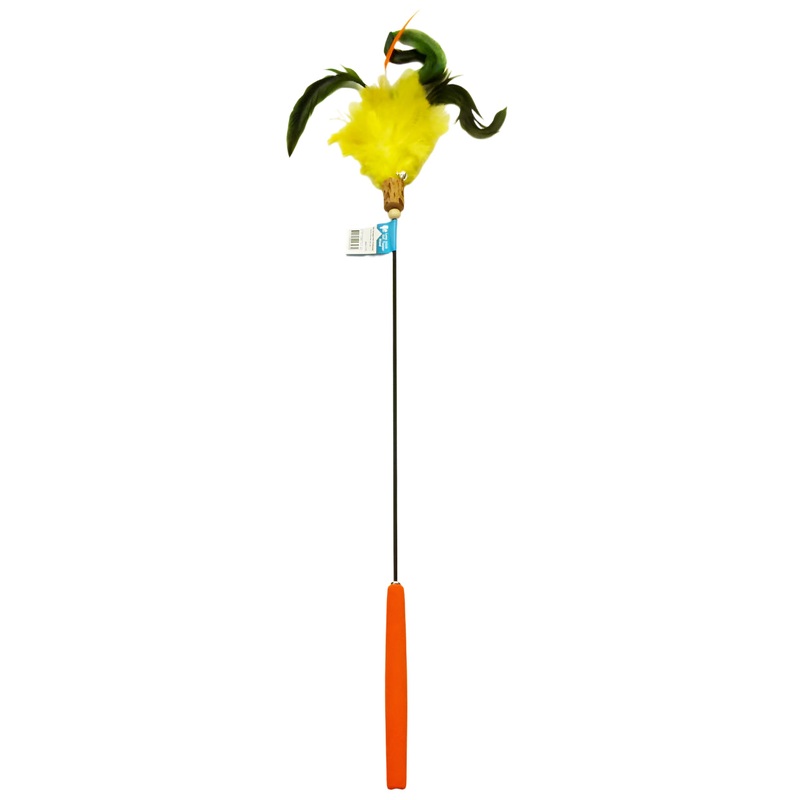 Cat Teaser Wand Long Stick 67cm K9 Yellow