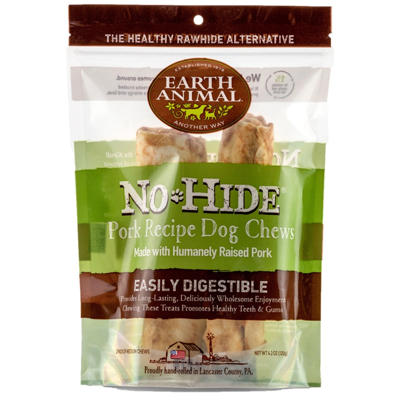 Earth Animal No-Hide Pork Chew Medium 7" Dog Treats 2 Pack