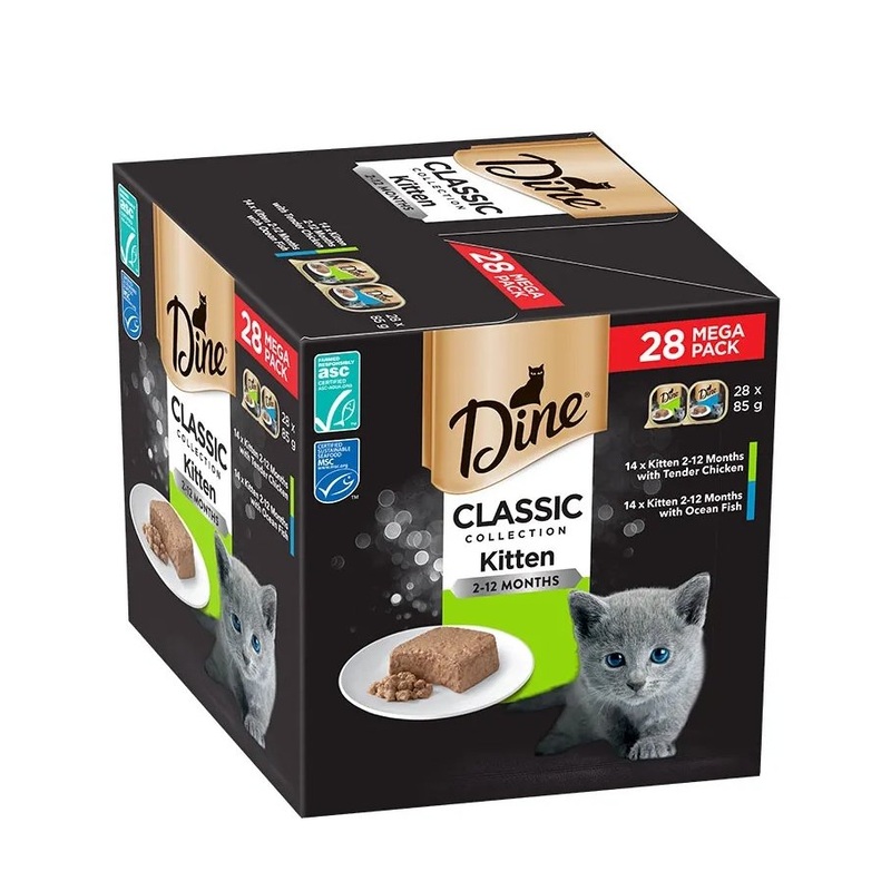 Dine Classic Collection Variety Pack Kitten Chicken and Oceanfish Cat Food 28x85g