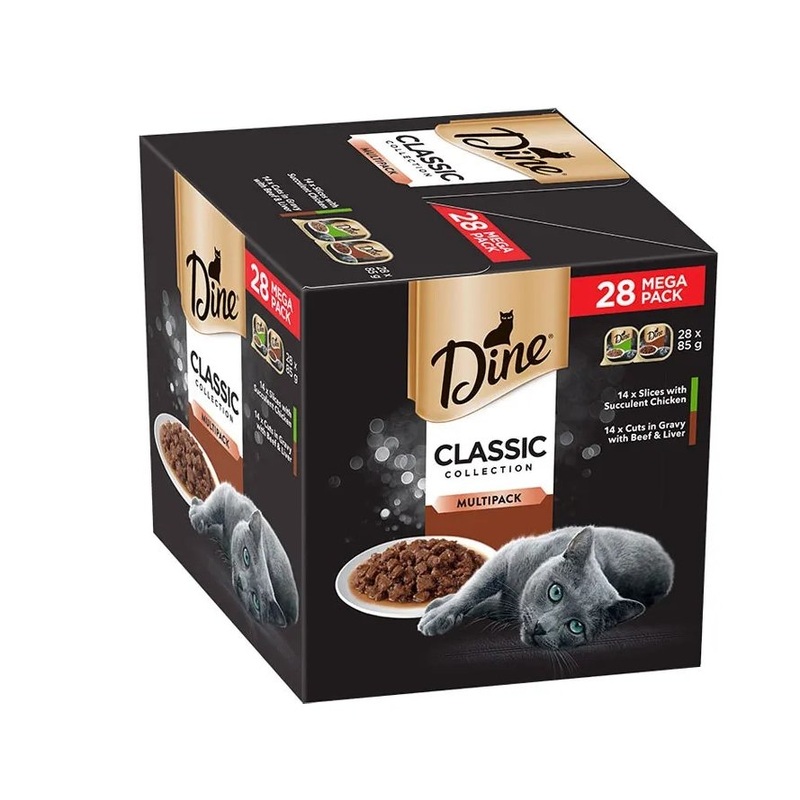 Dine Classic Collection Variety Pack Succulent Chicken and Beef Liver Cat Food 28x85g