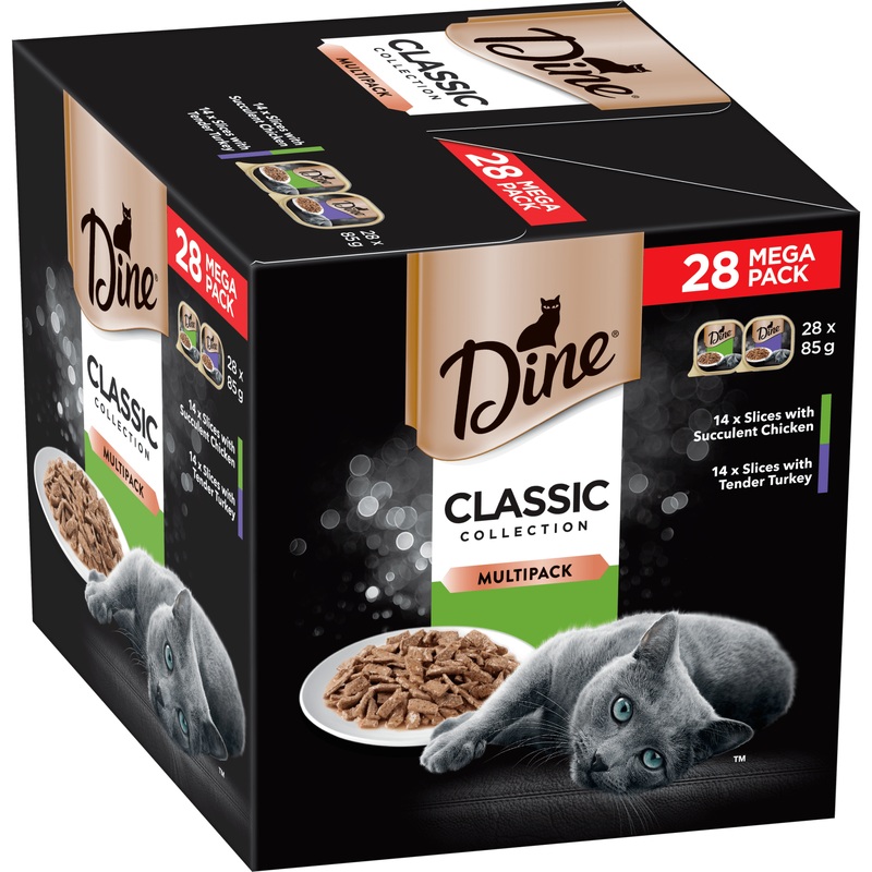 Dine Classic Collection Variety Pack Succulent Chicken and Tender Turkey Cat Food 28x85g