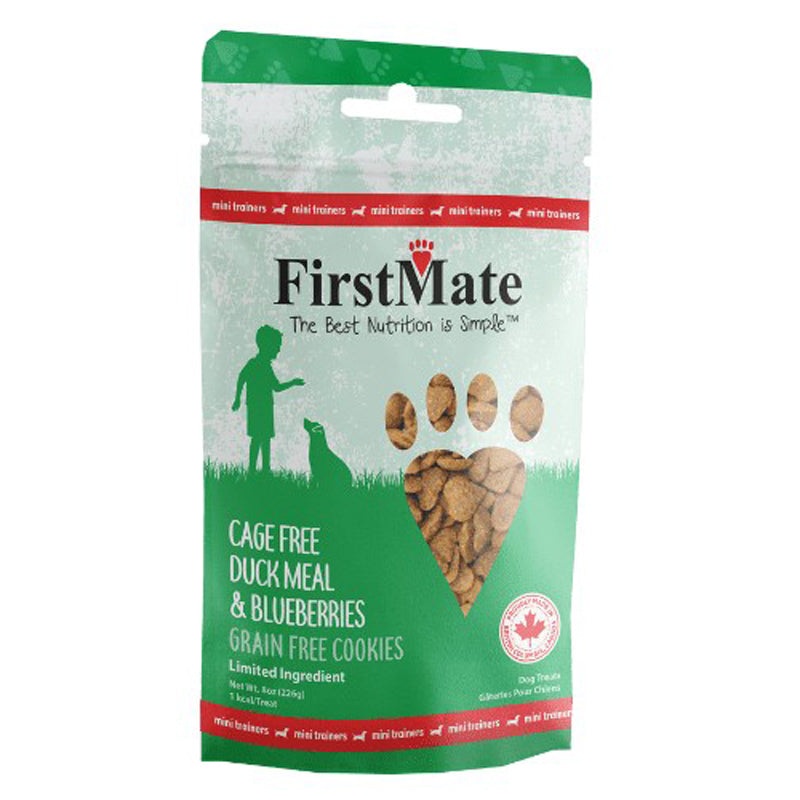 First Mate Mini Trainers Cage Free Duck Meal & Blueberries Dog Treats 8oz