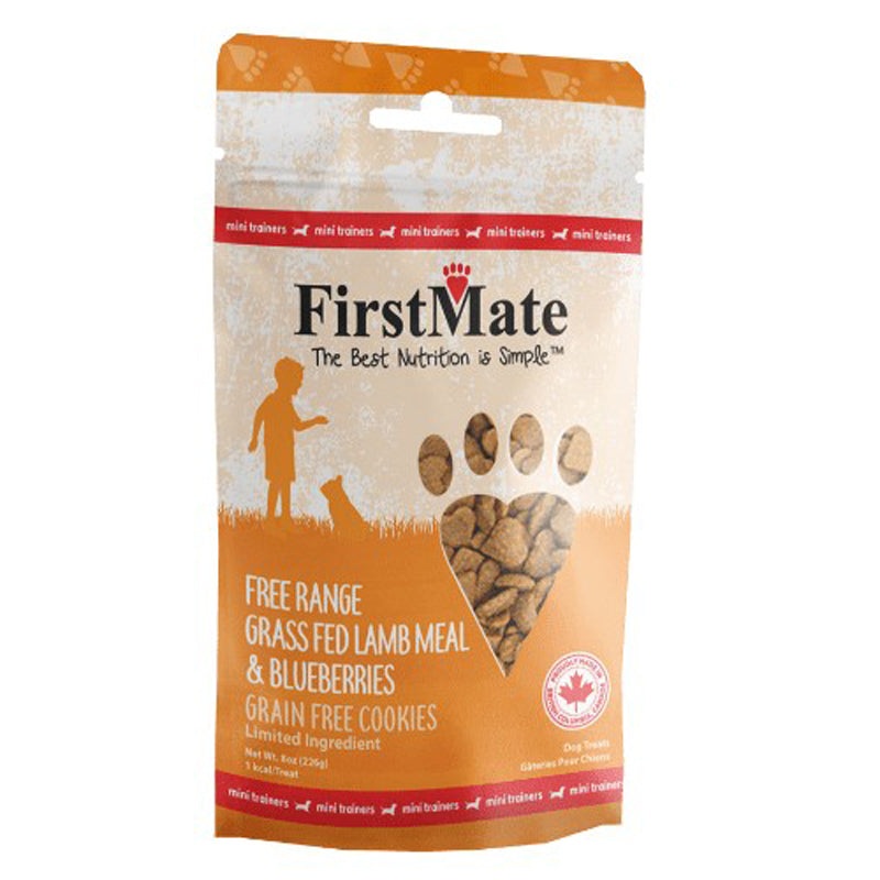 First Mate Mini Trainers Grass Fed Lamb Meal & Blueberries Dog Treats 8oz