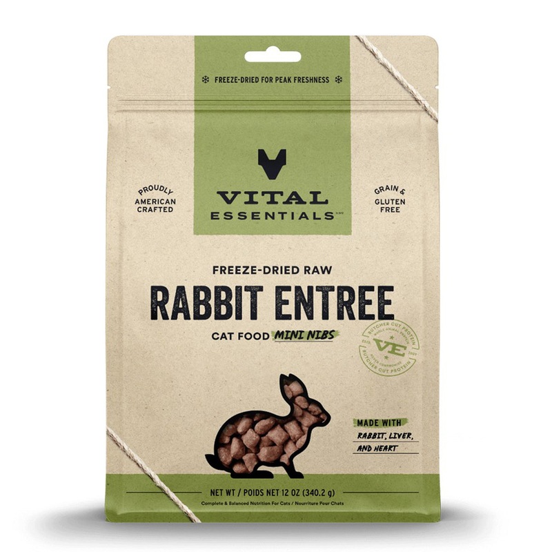 Vital Essentials Freeze-Dried Raw Rabbit Entree Cat Food Mini Nibs 12oz