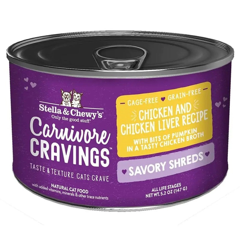 Stella & Chewy's Carnivore Cravings Savory Shreds Chicken & Liver Cat Food 5.2oz