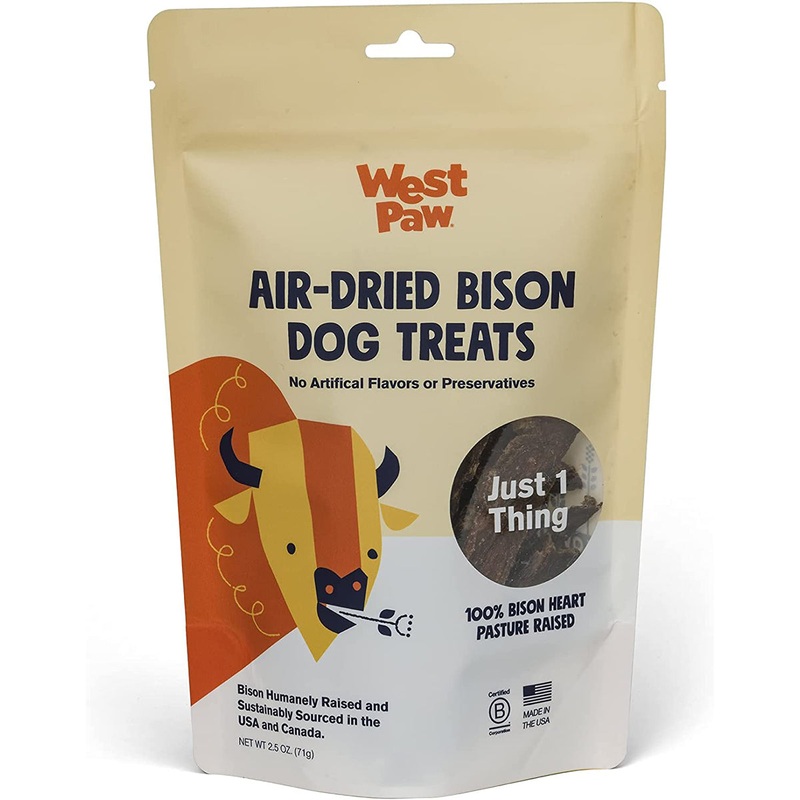 West Paw Freeze Dried Bison Heart Dog Treats 2.5oz