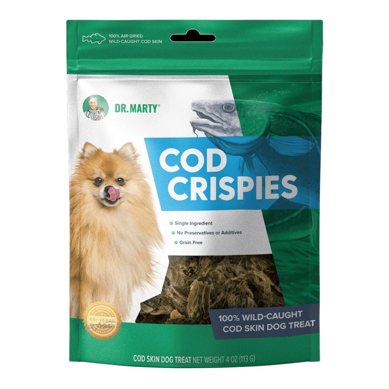 Dr. Marty Cod Crispies Air-Dried Wild-Caught Cod Skin Dog Treats 4oz