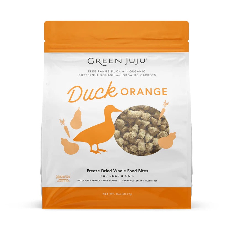 Green Juju Whole Food Bites Freed Dried Dog & Cat Food Topper - Duck Orange - 3oz Pouch