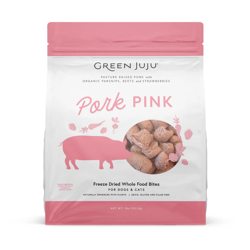 Green Juju Whole Food Bites Freed Dried Dog & Cat Food Topper - Pork Pink - 3oz Pouch