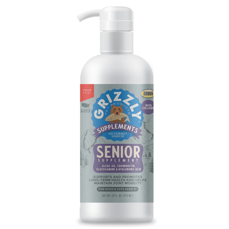 Grizzly Senior Oil 7+ Dog & Cat Supplement - 16oz Pump Bottle Bottle