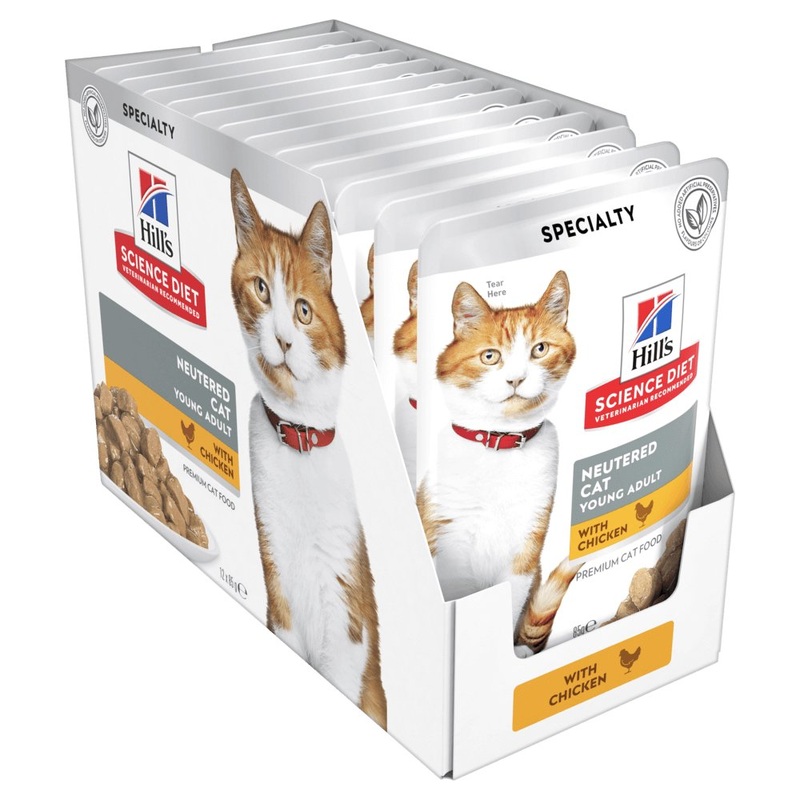 Hill's Science Diet Adult Neutered Chicken Cat Food Pouches 12x85g