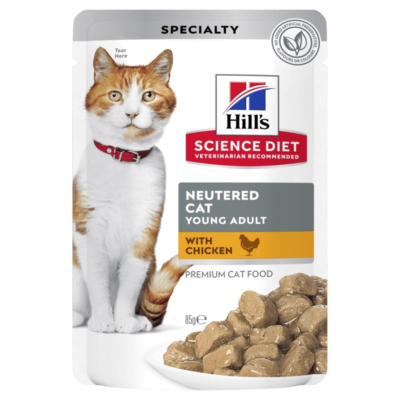Hill's Science Diet Adult Neutered Chicken Cat Food Pouches 85g