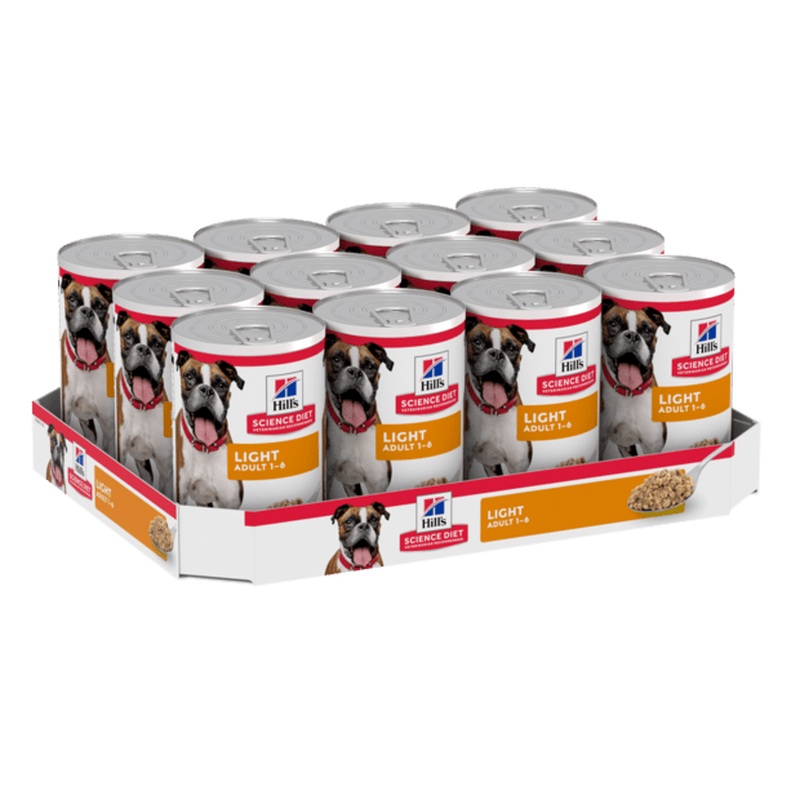Hills Science Diet Light Adult Canned Wet Dog Food 12x370gm