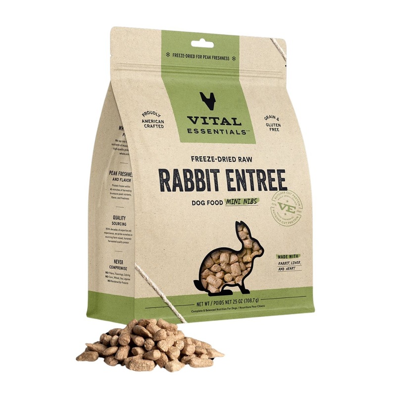 Vital Essentials Freeze Dried Rabbit Mini Nibs Dog Food 25oz