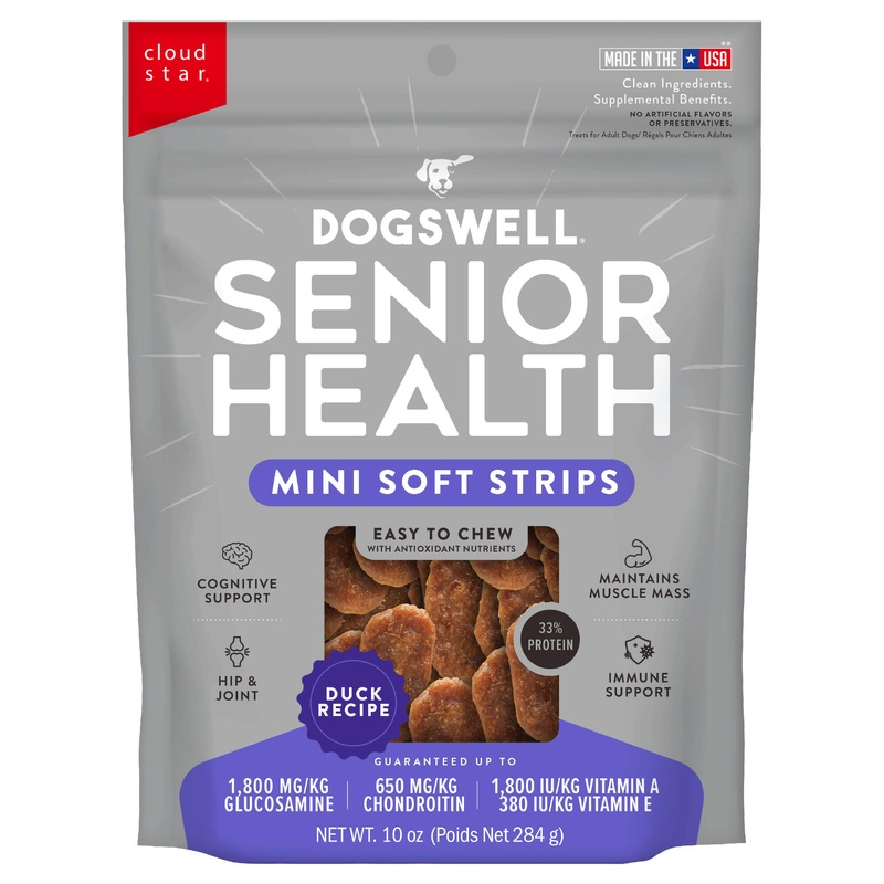 Dogswell Senior Health Mini Soft Strips - Duck - 10oz Pouch