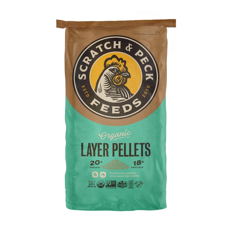 Scratch & Peck Organic Layer Pellets 18% - Chicken & Duck Feed - 35lbs