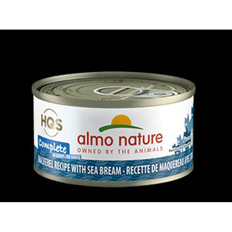 Almo Nature HQS Complete Wet Cat Food - Mackerel Recipe w/ Sea Bream in Gravy - 2.47oz Can