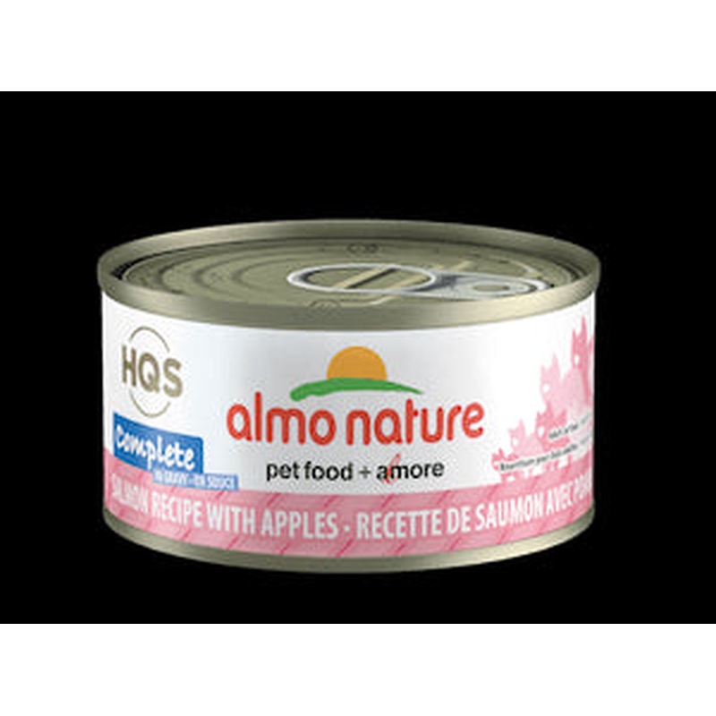 Almo Nature HQS Complete Wet Cat Food - Salmon Recipe w/ Apple in Gravy - 2.47oz Can