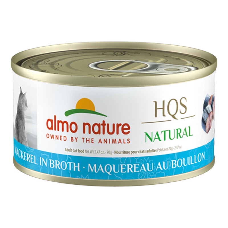 Almo Nature HQS Natural Wet Cat Food - Mackerel in Broth -  2.47oz Can