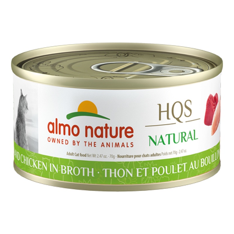 Almo Nature HQS Natural Wet Cat Food - Tuna & Chicken in Broth - 2.47oz Can