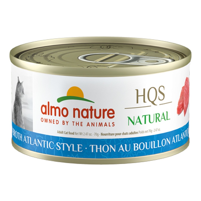 Almo Nature HQS Natural Wet Cat Food - Tuna in Broth Atlantic Style - 2.47oz Can
