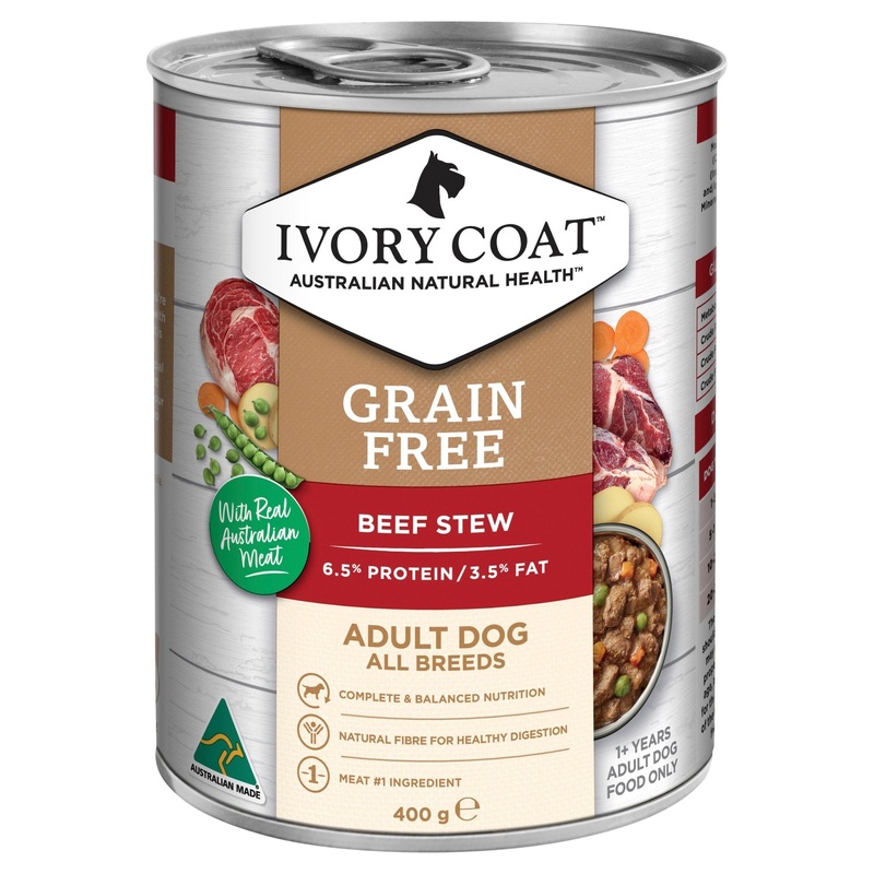 Ivory Coat Grain Free Wet Dog Food Beef Stew 12x400g