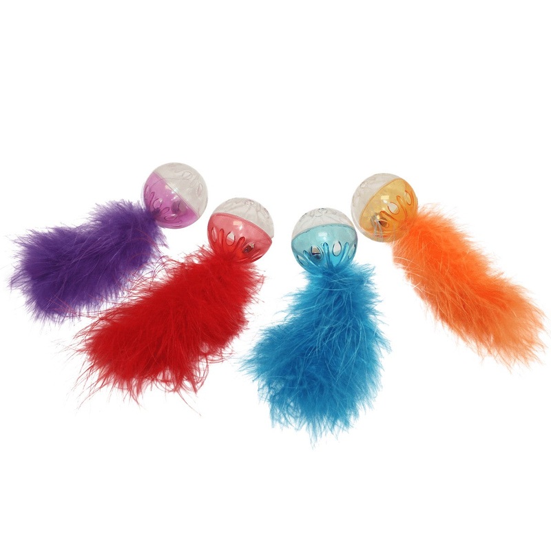 Multipet Lattice Ball w/Feather Cat Toys
