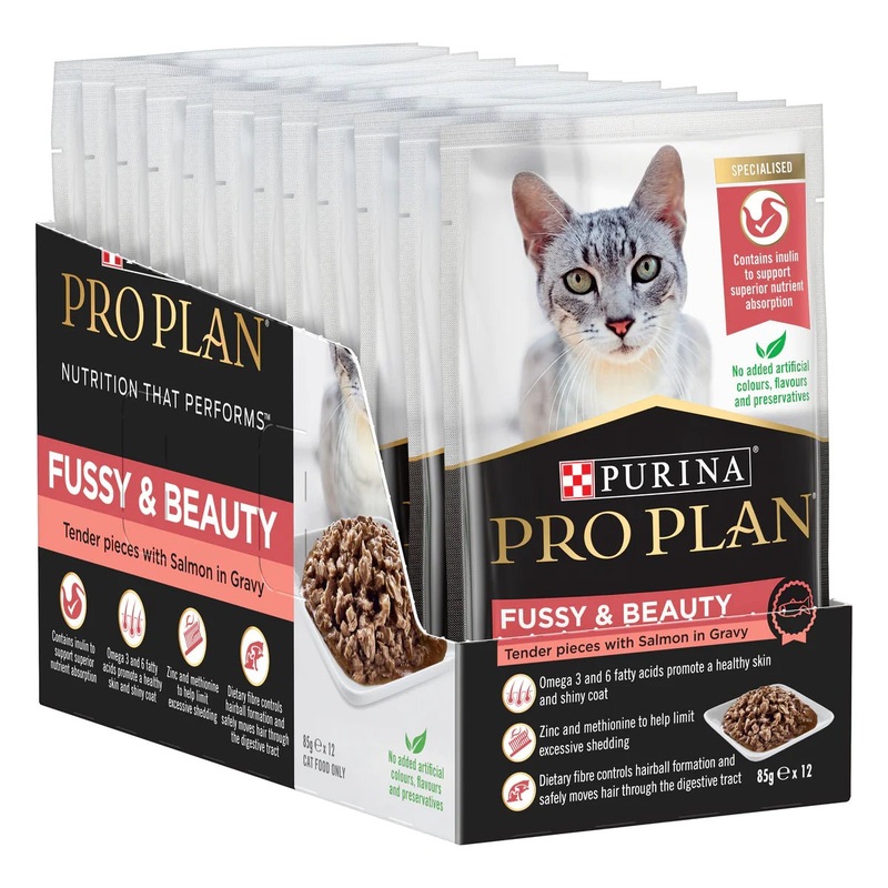 Pro Plan Cat Wet Pouches Fussy & Beauty Salmon 12x85g