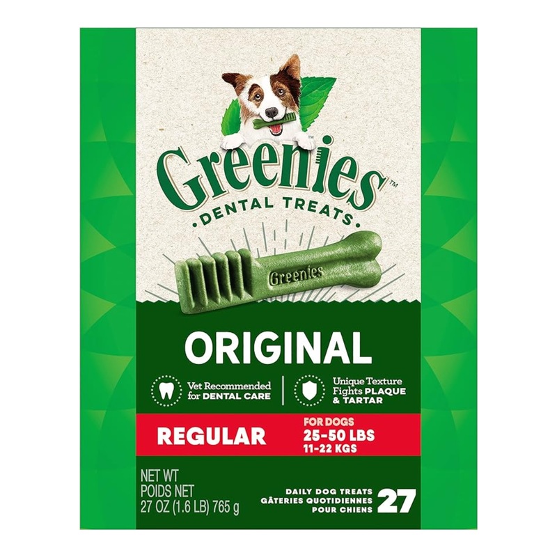 Greenies Regular Original Dog Dental Treats 27oz/27pk