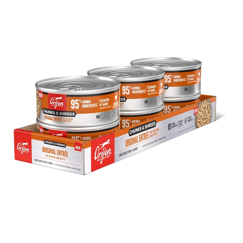 ORIJEN Original Chunks and Shreds Entree in Bone Broth 6 x 155g