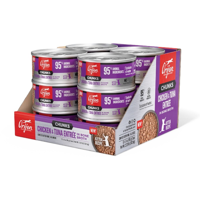 ORIJEN Original Chunks and Shreds Kitten Chicken & Tuna Entree in Bone Broth 6 x 155g