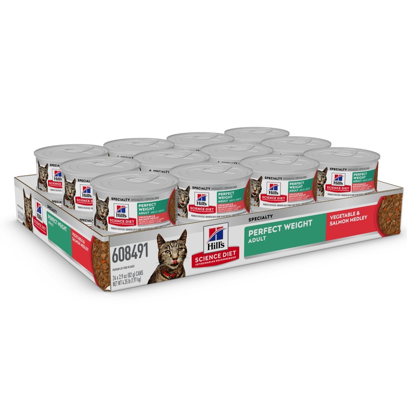 Hill's Science Diet Perfect Weight Wet Cat Food Salmon and Vegetable 24x82g