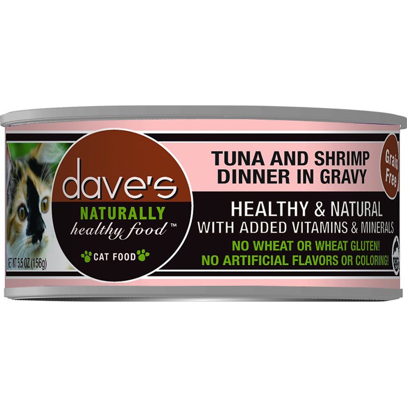 Dave's Pet Food Naturally Healthy Wet Cat Food - Tuna & Shrimp In Gravy - 5.5oz Can