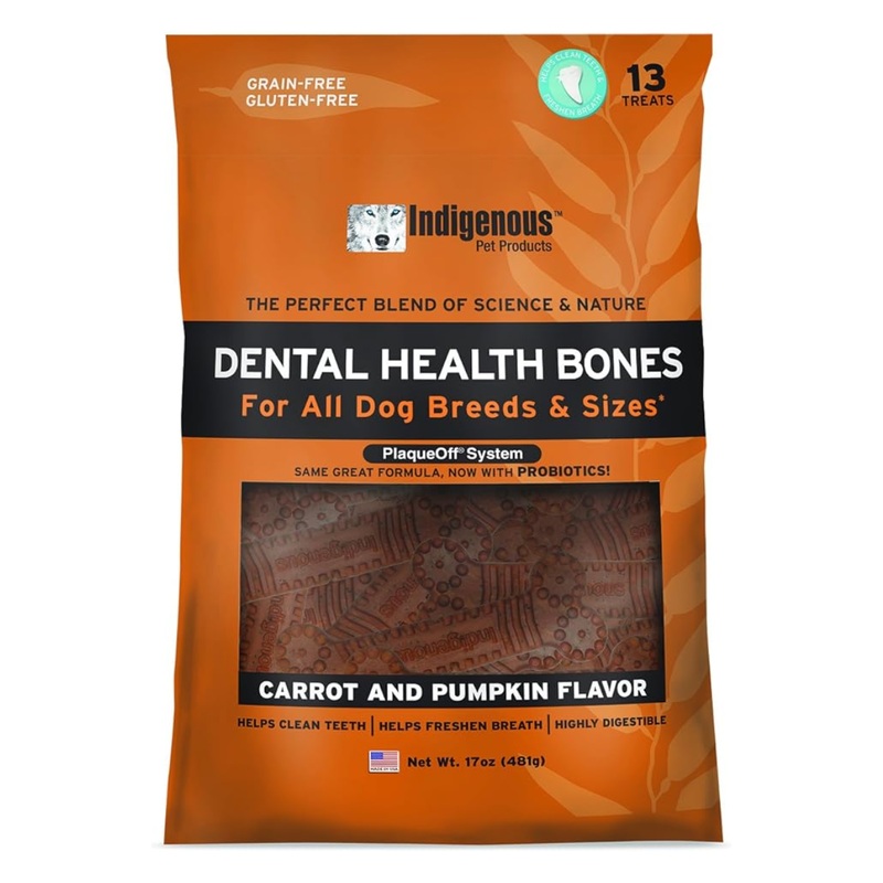 Indigenous Dental Health Bones Carrot & Pumpkin Flavor Dog Treats 17oz
