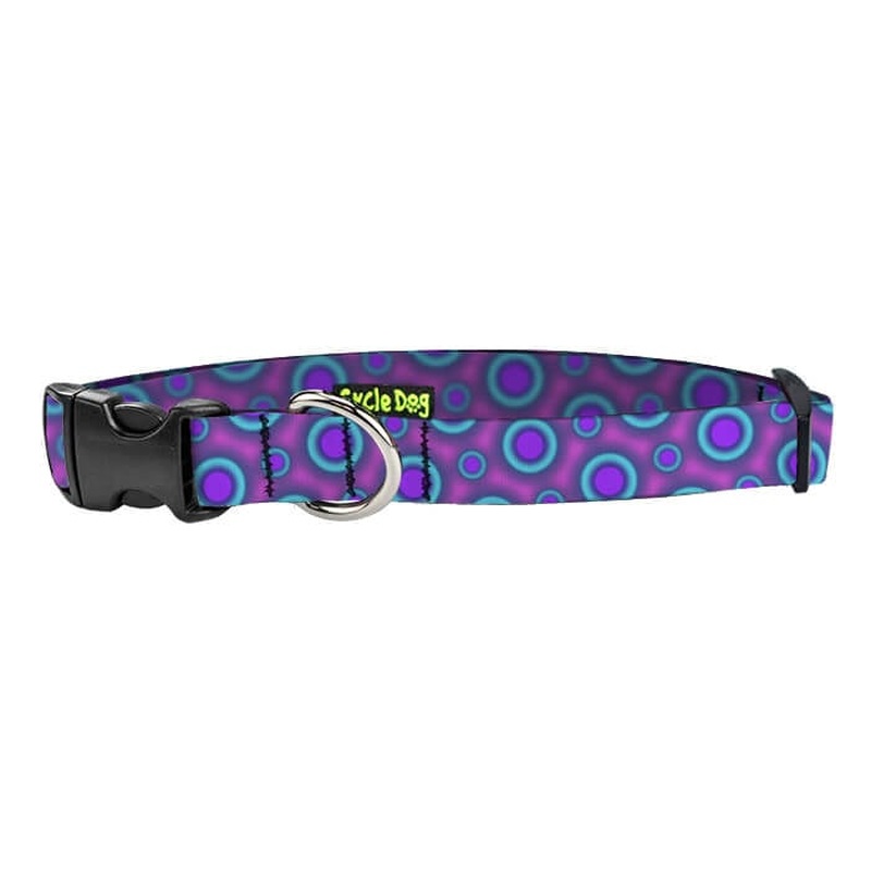 Cycle Dog Ecoweave Dog Collar - M - Blue/Purple Space Dots