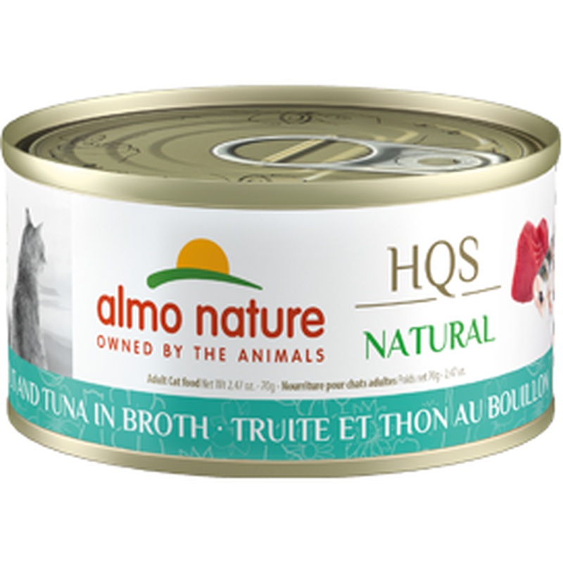 Almo Nature HQS Natural Wet Cat Food - Trout & Tuna in Broth - 2.47oz Can