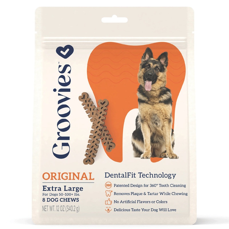 Groovies Dog Dental Chews 12oz X-Large For Dogs 50-100 lb