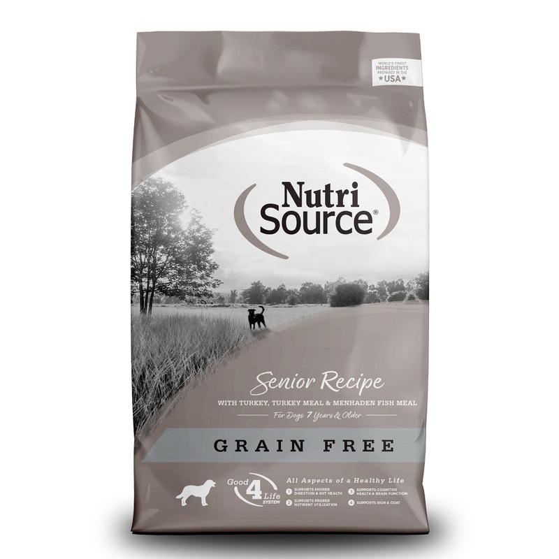 NutriSource Grain Free Senior Dry Dog Food - Turkey, Turkey Meal, & Menheden Fish - 26lb Bag