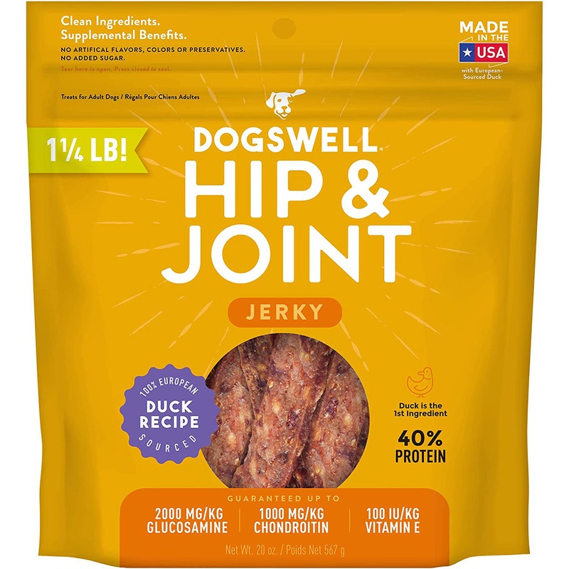 Dogswell Jerky Hip & Joint Duck Recipe Grain-Free Dog Treats 20oz