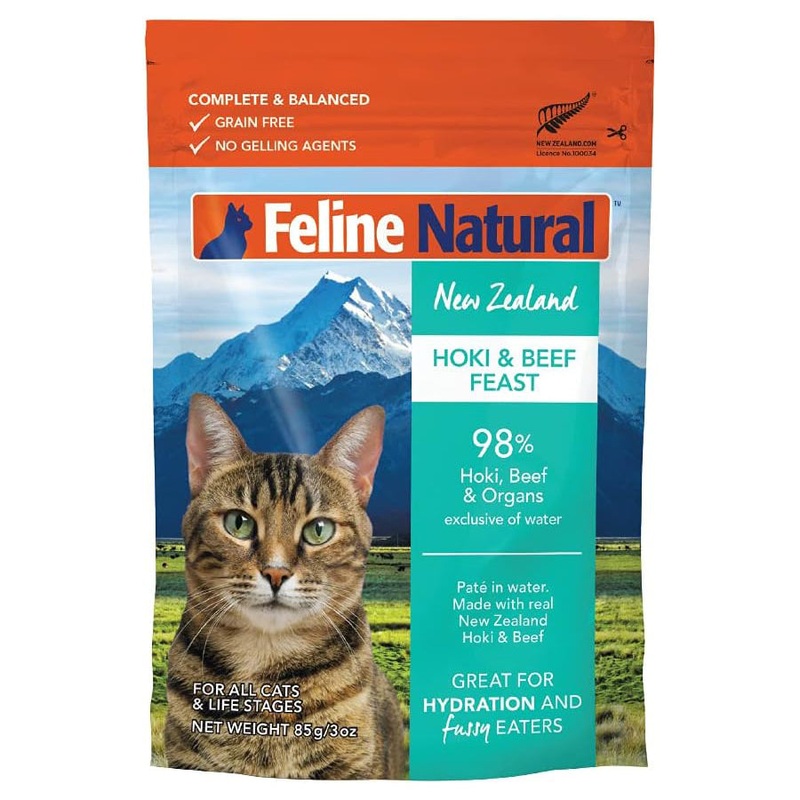 Feline Natural Wet Cat Food - Hoki & Beef - 3oz Pouch