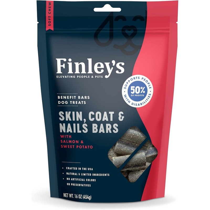 Finley's Skin Coat Nails Soft Chew Benefit Bars Dog Treats 16oz