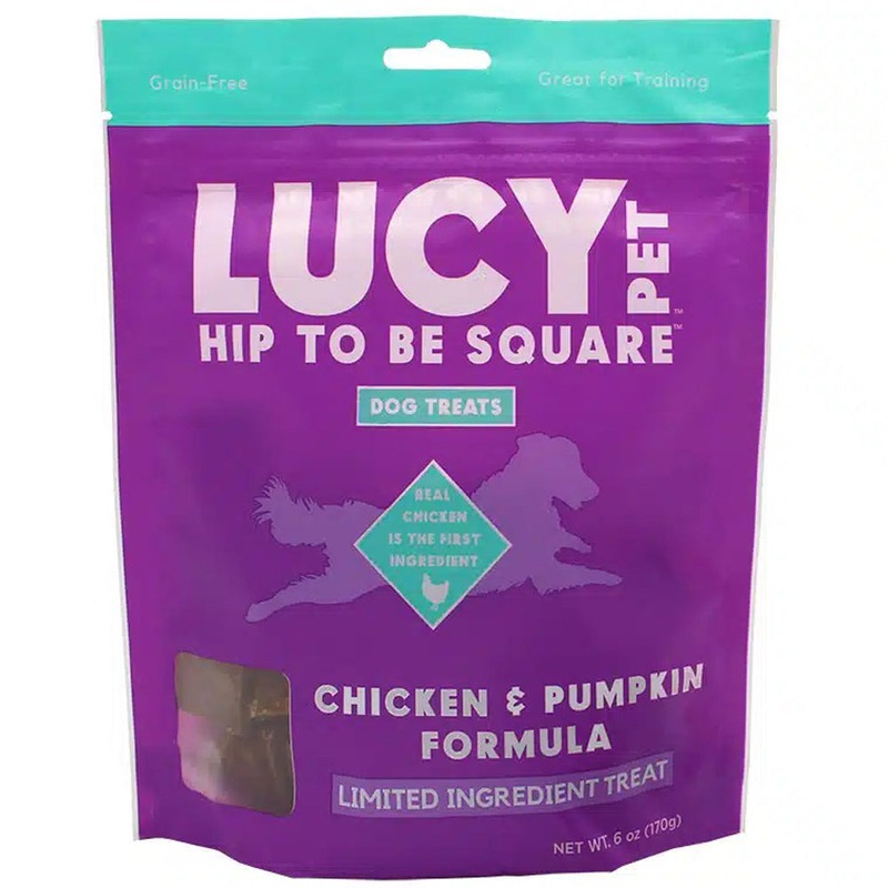 Lucy Pet Products Hip to Be Square Chicken Pumpkin Dog Treats 6oz
